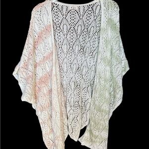 POL Cream and Pastel Open-Front Cardigan Size Small